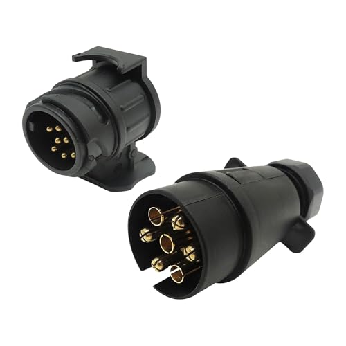 HISports Anhänger Adapter 13 auf 7 polig and 12V 7-polig Anhänger Stecker Anhängerkupplung Adapter 13...