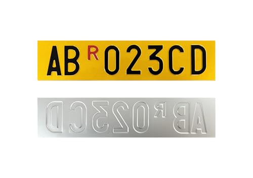 WORLD SELL Reflektierendes gelbes Nummernschild für Anhänger, Wohnwagen, Fahrradträger, Anhänger und...