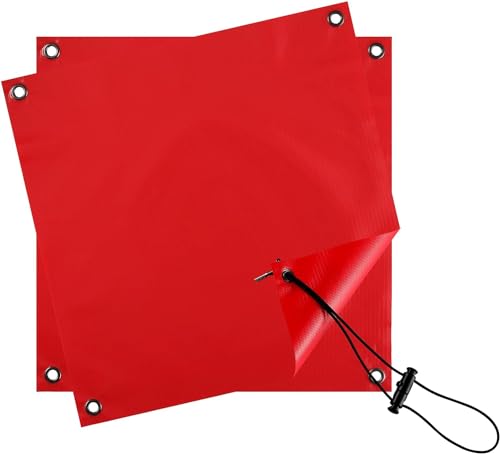 2 Stück Fahne Überlänge Rote mit 8 Gepäckspanner für Warntafe und Double-Head Press Buckle...
