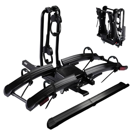 Terriplaze Faltbarer Elektrofahrradträger mit Rampe für 5,1 cm Empfänger, 2 Fahrradträger für Auto,...