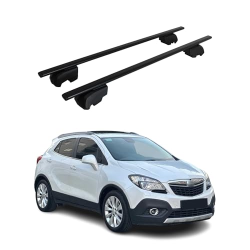 OMAC Dachträger Grundtäger kompatibel mit Opel Mokka 2012-2016 Metall 75kg Schwarz 2tlg Geschlossene...