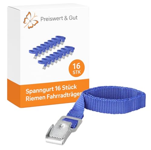Preiswert&Gut 16x Spanngurte klein Spannriemen Befestigungsriemen Länge 40 cm Bänder Gurte Breite 17 mm...