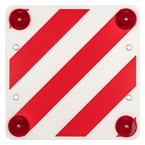 Warntafel Kunststoff Rot-Weiß mit Rückstrahler 50x50cm Warnschild Fahrradträger Heckträger Caravan...