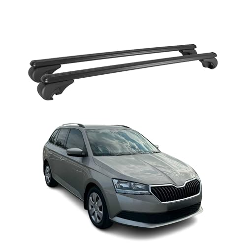 OMAC Dachträger Grundtäger kompatibel mit Skoda Fabia mk3 Kombi 2014-2021 Aluminium 75kg Schwarz 2tlg...