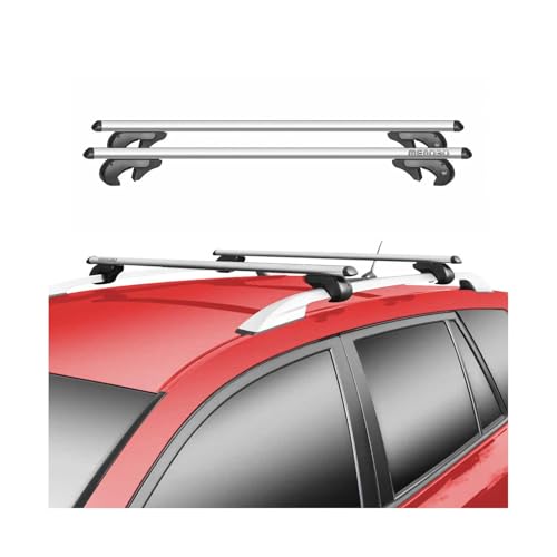 Menabo Dachträger kompatibel mit VW Tiguan 5N 2007-2011 90kg TÜV Aluminium Silber 2tlg