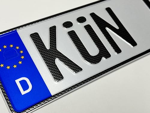 KFZ Kennzeichen Nummernschild PKW 520x110mm Euro Deutschland Standard, DIN-Zertifiziert für Auto und...