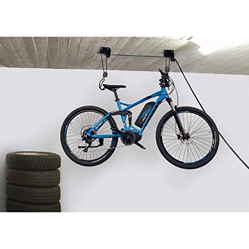 FISCHER Fahrradlift Profi Plus | Tragkraft bis 57 kg | Fahrradhalterung | Deckenhalterung für Fahrräder...