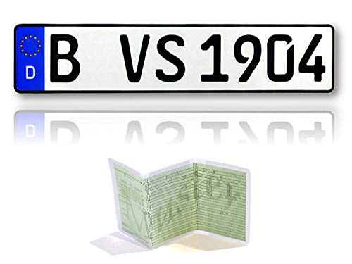 1 DIN zertifiziertes Eurokennzeichen in der Standard-Größe 520mm x 110mm & 1 Fahrzeugscheinhülle mit...