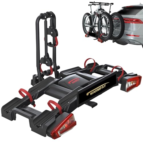 Warmfay Fahrradträger Anhängerkupplung für 2 Fahrräder/E-Bikes bis 60 kg Tragkraft, Heckträger...