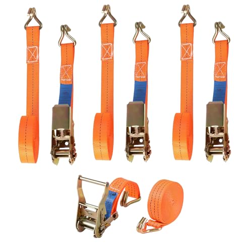 Tianher Spanngurte, 4 Stück Spanngurte mit Ratsche und Haken 6m Ratschengurt Zurrgurte mit 25mm Breite...