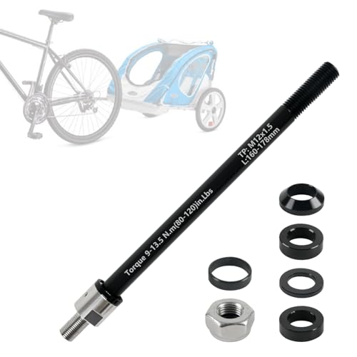 Steckachse Adapter M12 Adapter für 160-178mm, Einstellbare Schaftlänge Fahrradanhänger Durchachse...