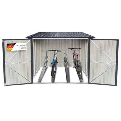 Albatros Premium Fahrradgarage – verzinktes Metall in Anthrazit (RAL 7016) | 198x203x162cm | für bis...