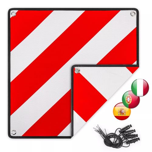 3in1 Warnschild für Italien, Spanien & Portugal - Reflektierendes Warnschild 50x50 cm inkl. 4X...