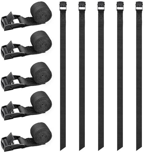 RIO Direct 10 Stück Spanngurt kurz 50cm, Spanngurte Fahrradträger, Schwarze Kurze Zurrgurte mit...