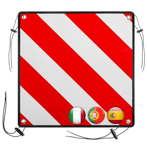 SROCHN 3 In 1 Warntafel Italien Spanien und Portugal, 50x50 cm PVC Rot Weiß Reflektierendes Warnschild...