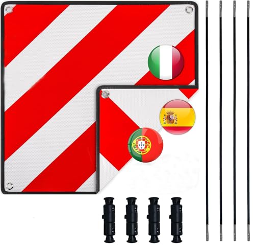 WISCRAFTER Warntafel für Spanien und Portugal Fahrradträger,3 In 1 Alu Reflektierend Warnschild(50 x 50...