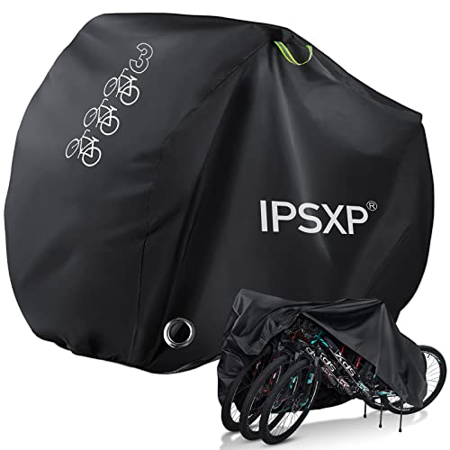 IPSXP Fahrradabdeckung Wasserdicht, Fahrradschutzhülle Fahrradträger für 3 Fahrräder Wasserfest...