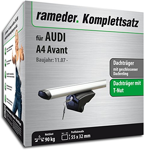 Rameder Menabo Set, Dachträger Pick-Up kompatibel mit Audi A4 B8 Avant (111287-06988-8)