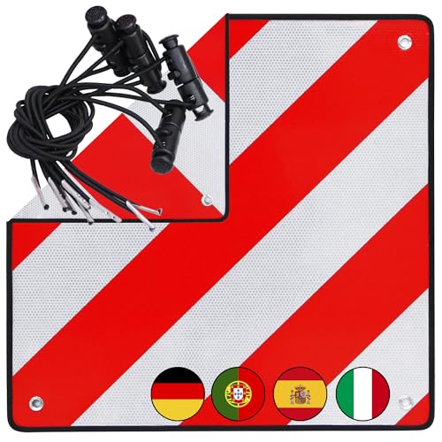 Mucola Warntafel 2in1 Spanien & Italien inkl. 4x Spanngurte reflektierend Heckträger Wohnmobil Wohnwagen...