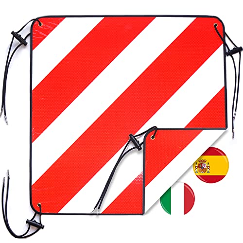 LIEBFIT 2in1 reflektierend Warntafeln Warnschild Italien und Spanien Aluminium mit 4*Spanngurte für...