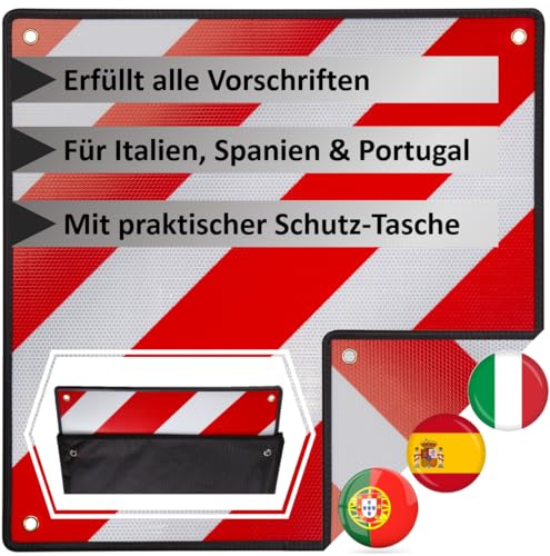 MATADORES Premium 2in1 Warntafel für Italien UND Spanien + Portugal inkl. Tasche | Aluminium, 50x50cm,...