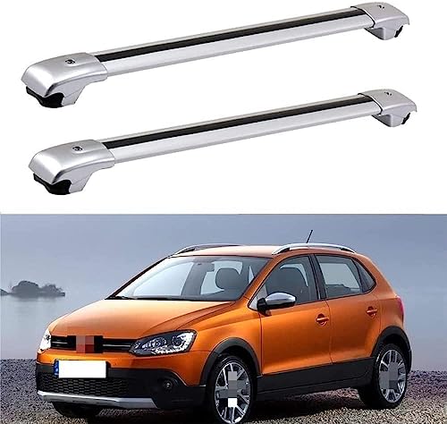 2 Stück Auto Querträger Dachträger für V-W Cross Polo 2010+, Eloxiertem Aluminium Fahrradträger...