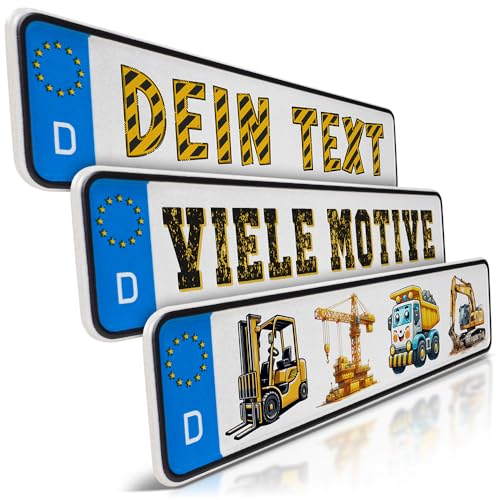 schildEVO 1 Mini Kfz-Kennzeichen | Bagger Namensschild | Baustelle | Wunschtext zum Geburtstag |...