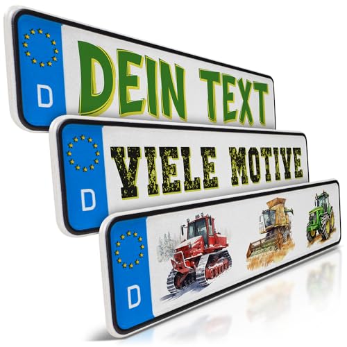 schildEVO 1 Mini Kfz-Kennzeichen | Traktor Namensschild | Mähdrescher | Wunschtext zum Geburtstag |...