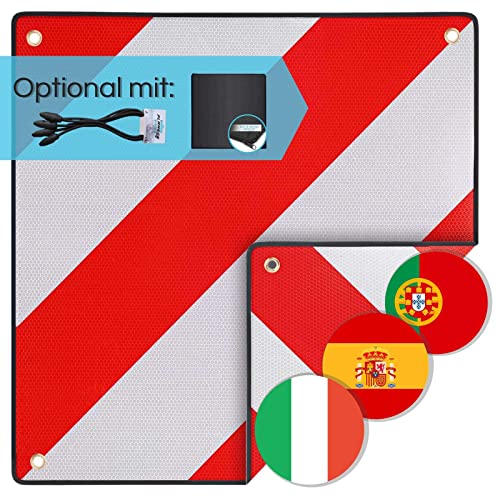 PLANGER® - Warntafel Italien und Spanien 2in1 (50 x 50 cm) - Reflektierendes Warnschild rot weiß für...