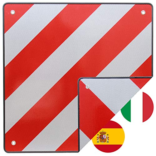 TrutzHolm® Warntafel Italien und Spanien 2 in 1 50 x 50 cm rot weiß Reflektierendes Warnschild für...