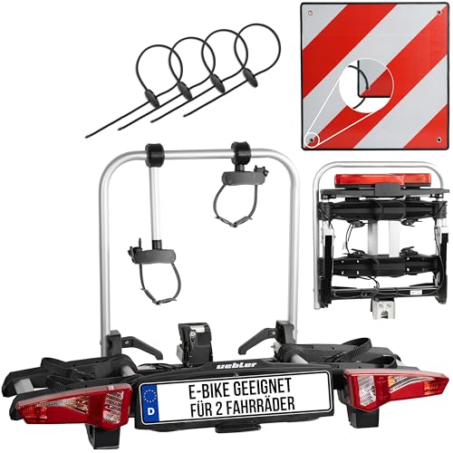 Uebler Fahrradträger i21 Z 90° für 2 Fahrräder Auto Kupplungsträger klappbar E-Bike MTB inklusive...