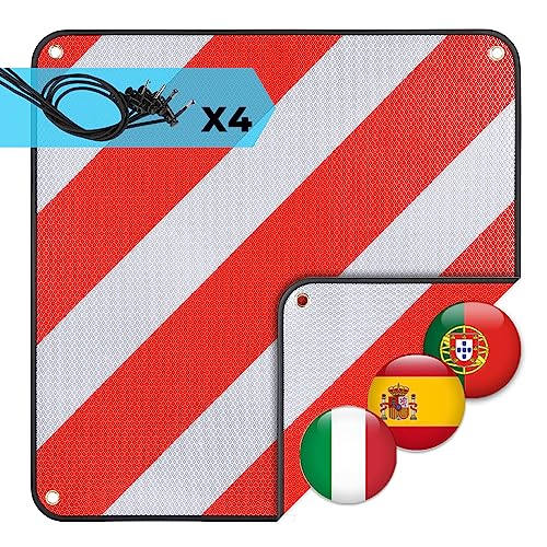 KEMIMOTO Warntafel Italien und Spanien, 50 * 50cm reflektierendes Warntafel Fahrradträger mit 4 Stücke...